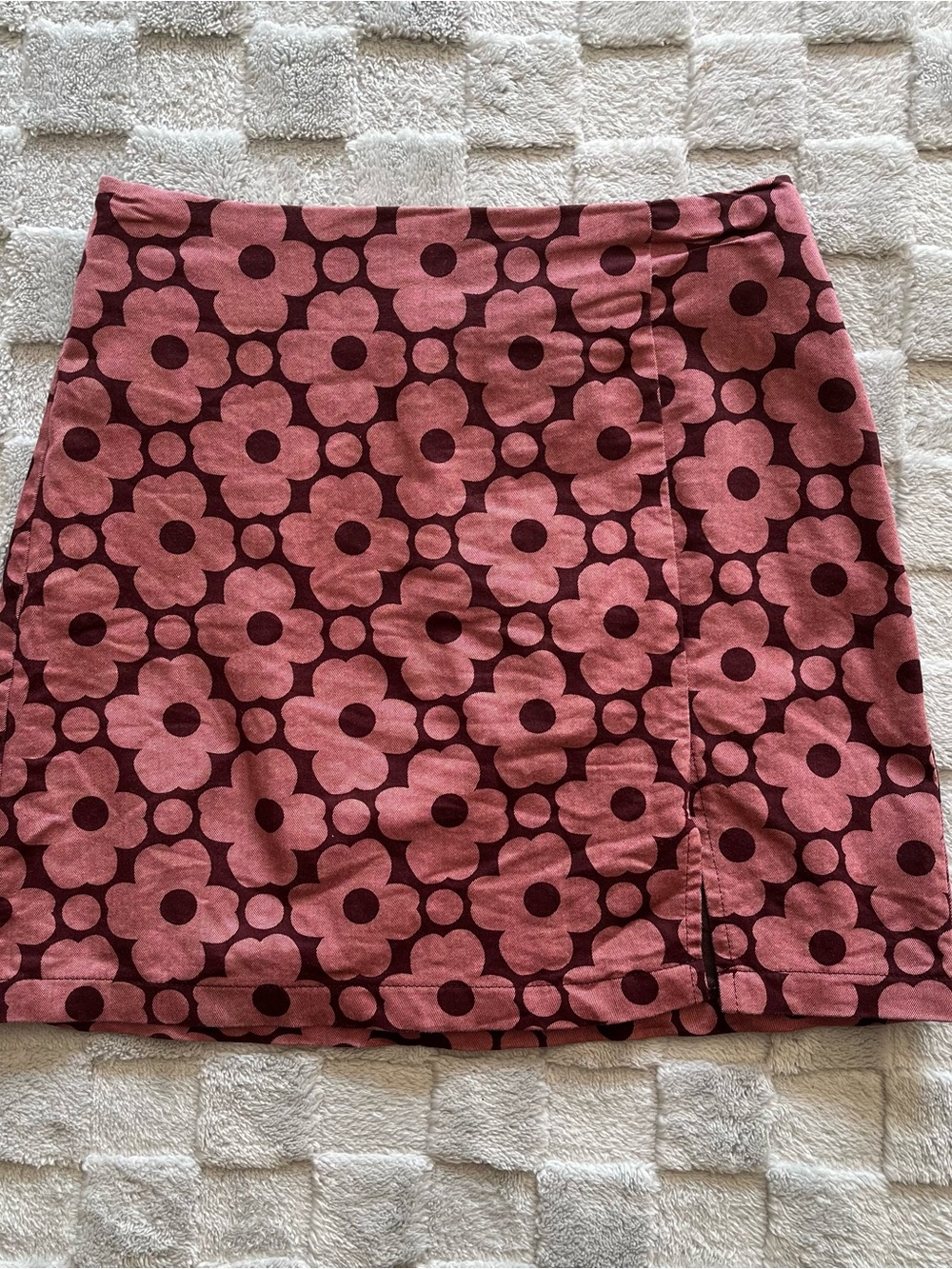 Urban Outfitters Rose and Burgundy Floral Mini Skirt